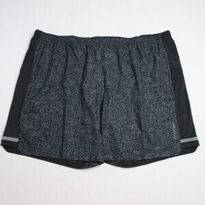 Brooks Run Happy Shorts Mens 2XL Black Lined Drawstring Zip Pocket Running